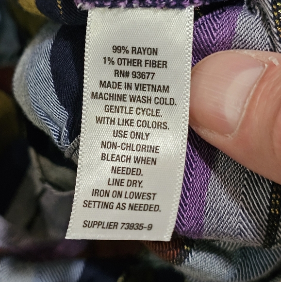 A.N.A. Blouse L Striped Wrap Tie Hem Long Sleeve Gold Thread V-Neck Boho Chic - Picture 4 of 7